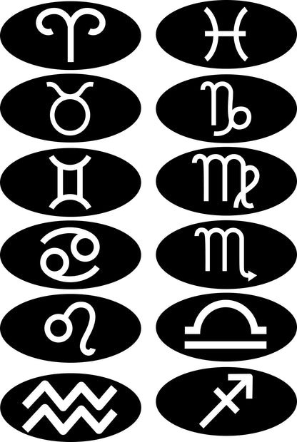 * Zodiac Signs Emblem Overlay Decal Set