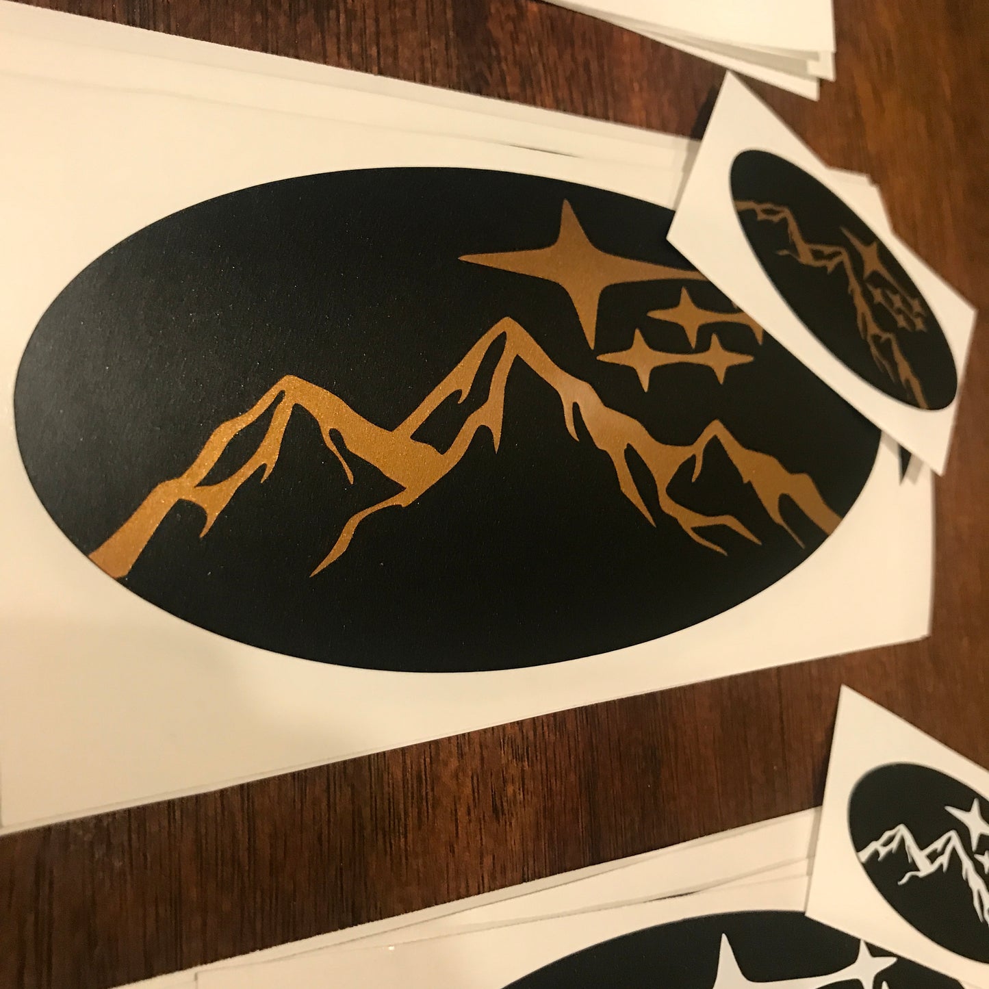 Mountain Outline #2  (Stars in the Sky) Subaru Emblem Overlay Decal Set