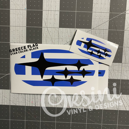 * Greece Flag (Printed Vinyl) Emblem Overlay Decal Set