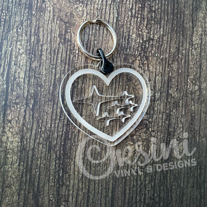 * Heart with Stars Clear Acrylic Keychain