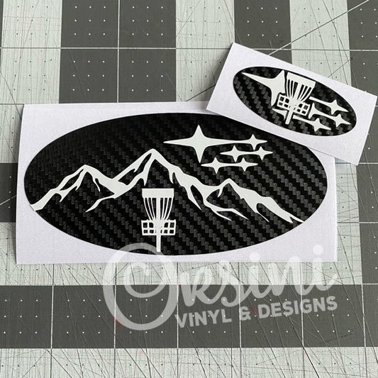 Disc Golf in Mountains Emblem Overlay Decal Set