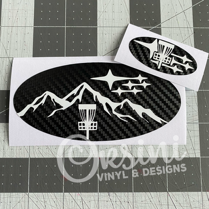 * Disc Golf in Mountain Outline Emblem Overlay Decal Set