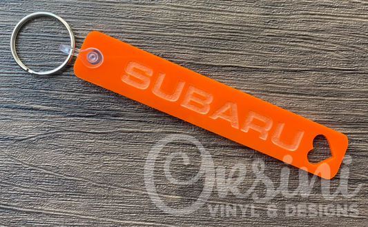 SUBARU & Heart Bar - Orange Acrylic Keychain