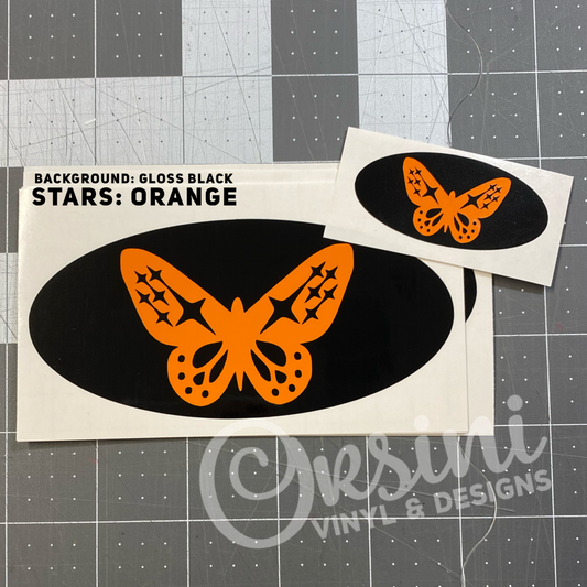 Butterfly with Subaru Stars Emblem Overlay Decal Set