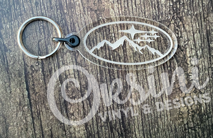 * Mountain Outline #2 - Oval Clear Acrylic Keychain