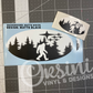 Bigfoot/Sasquatch and Trees Emblem Overlay Decal Set