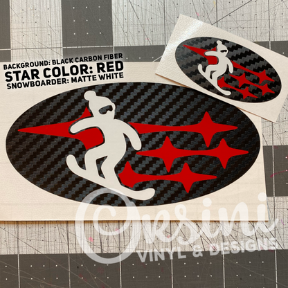 * Snowboarder in Stars Emblem Overlay Decal Set