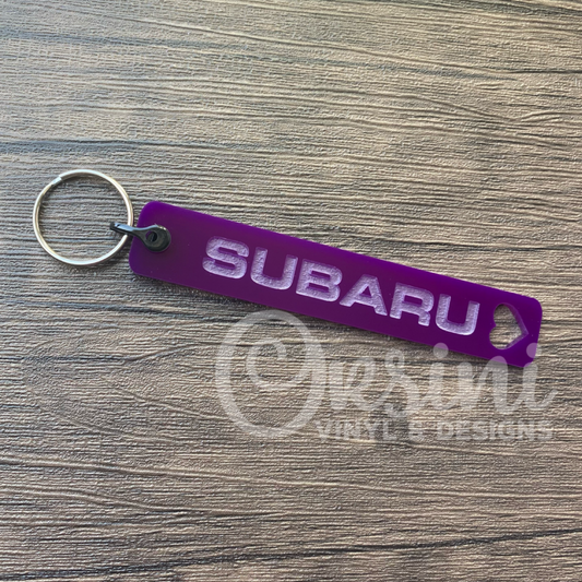 SUBARU & Heart Bar - Purple Acrylic Keychain