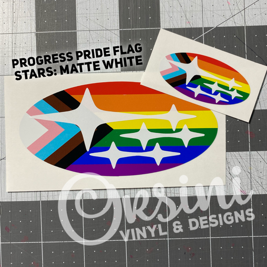 Progress Pride Rainbow Flag (Printed Vinyl) Emblem Overlay Decal Set