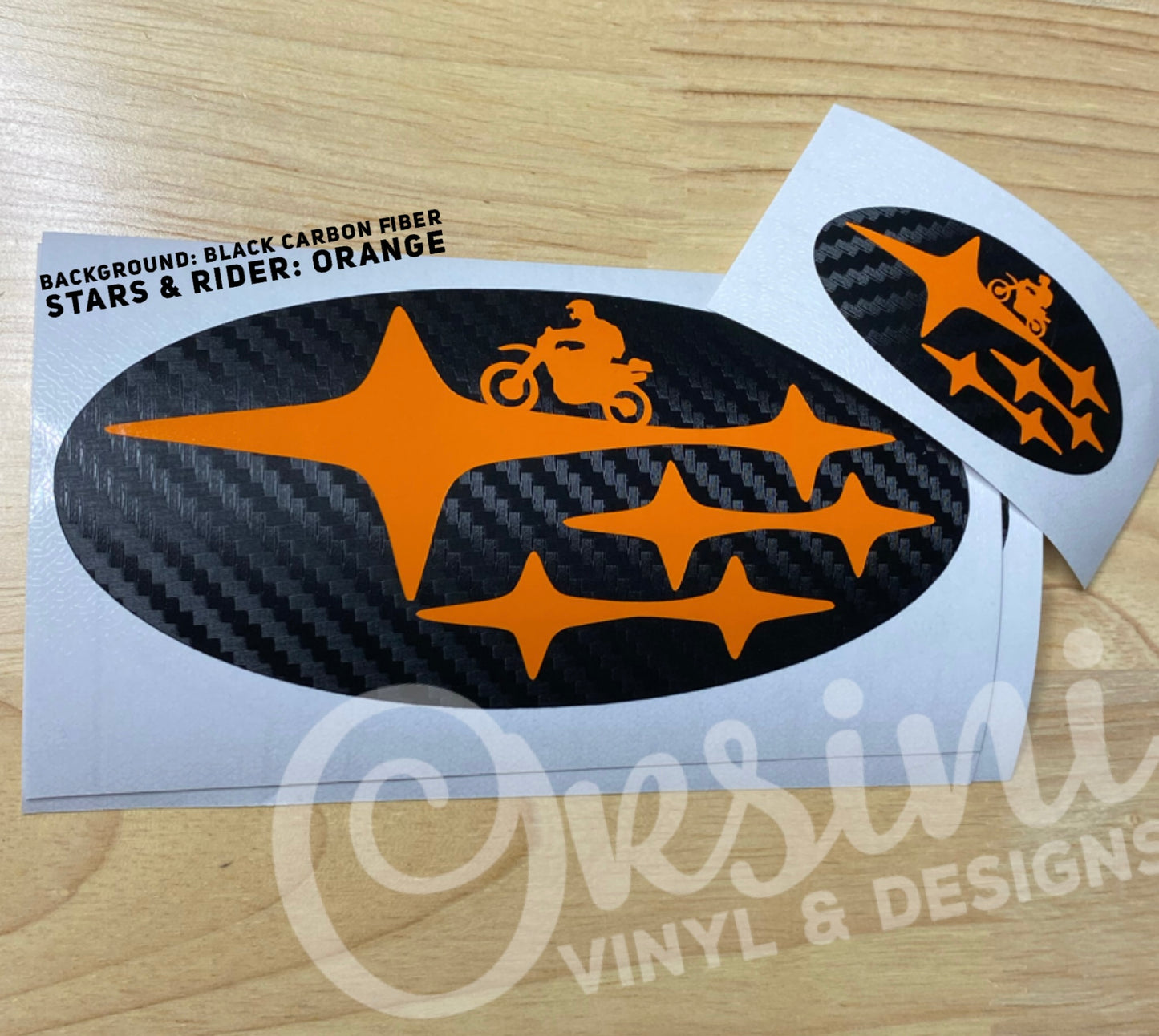 Motorcycle Rider (Dual-Sport/Adventure) On Subaru Stars Emblem Overlay Decal Set