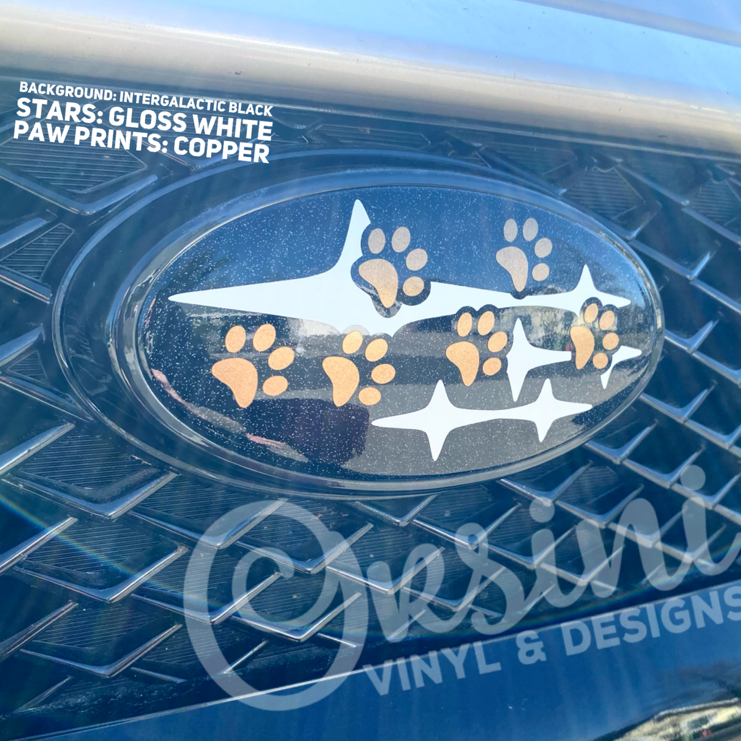 Paw Prints & Subaru Stars Emblem Overlay Decal Set