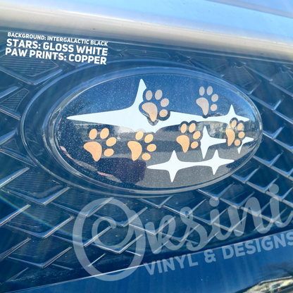 * Paw Print & Stars (2-color) Emblem Overlay Decal Set