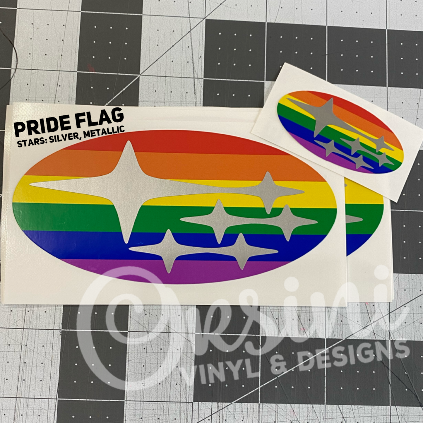 Pride Rainbow Flag (Printed Vinyl) Emblem Overlay Decal Set