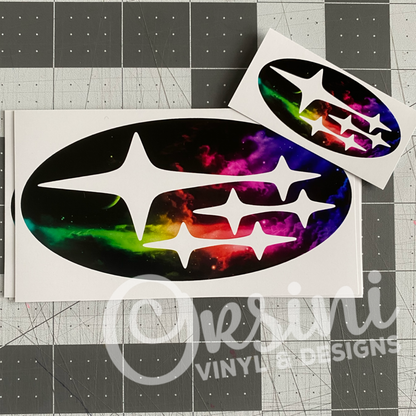 * Rainbow Galaxy (Printed Vinyl) Emblem Overlay Decal Set