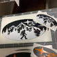 Bigfoot in Mountains/Trees Emblem Overlay Decal Set