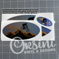 Mountain Biker on Two-Color Mountain Emblem Overlay Decal Set
