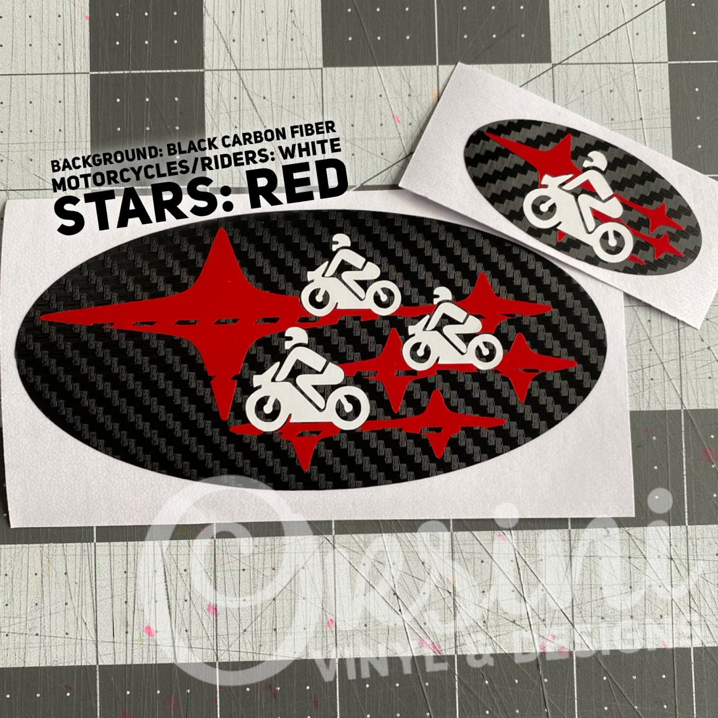 Group of (Street) Motorcycle Riders on Subaru Stars Emblem Overlay Decal Set
