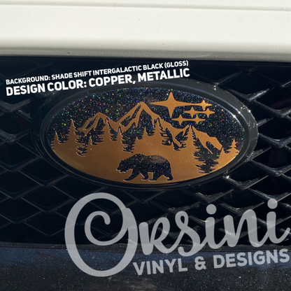 * Bear in Mountains & Trees Emblem Overlay Decal Set