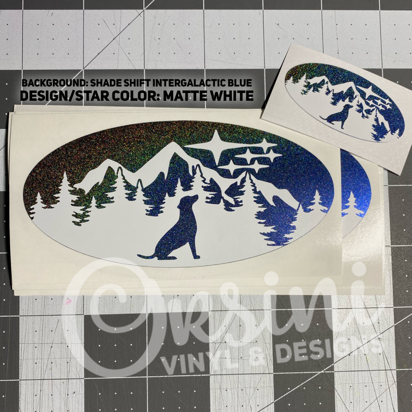 Dog in Trees & Mountains Emblem Overlay Decal Set