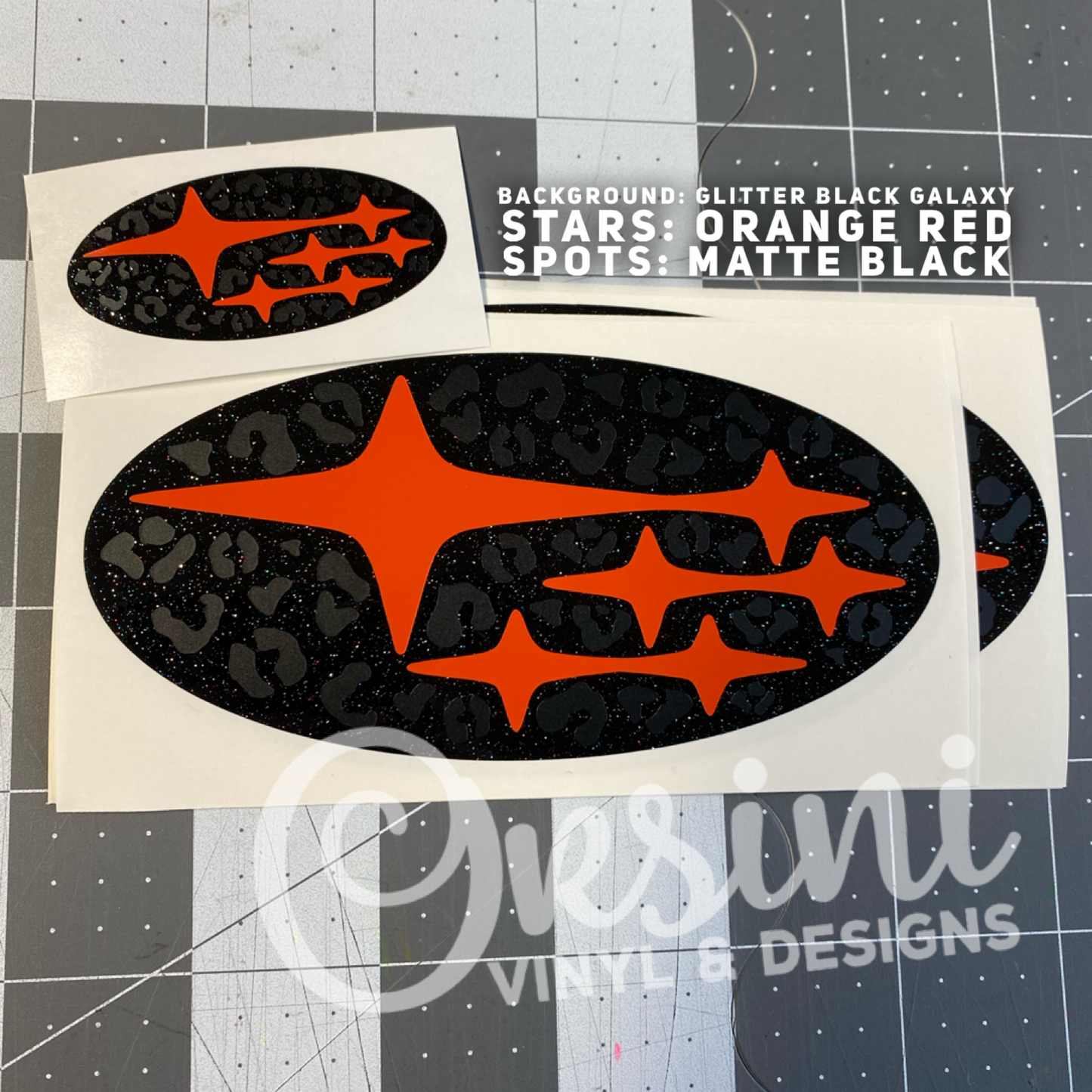 Leopard Print & Subaru Stars Emblem Overlay Decal Set