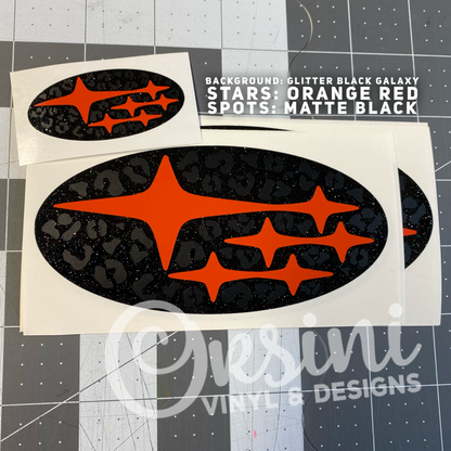 * Leopard Spots with Stars (Printed Vinyl) Emblem Overlay Decal Set