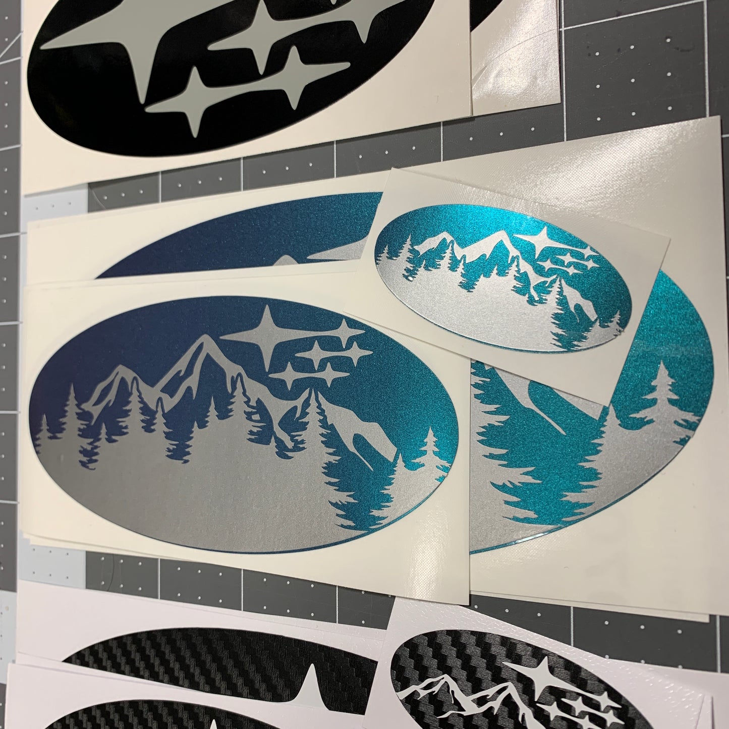 Mountains And Trees with Stars Emblem Overlay Decal Set