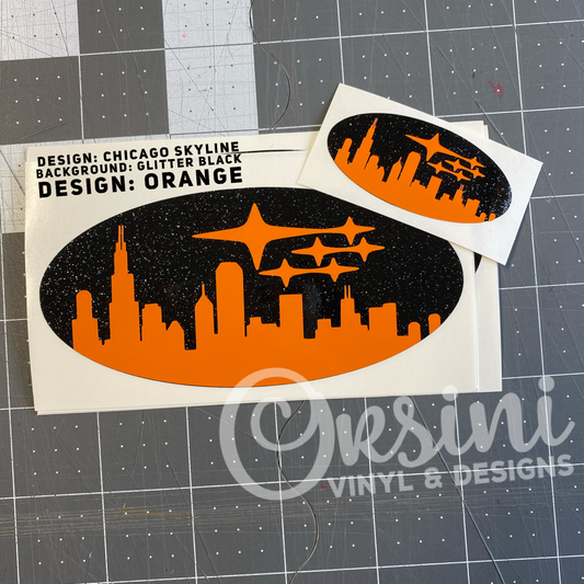 Chicago Skyline Emblem Overlay Decal Set