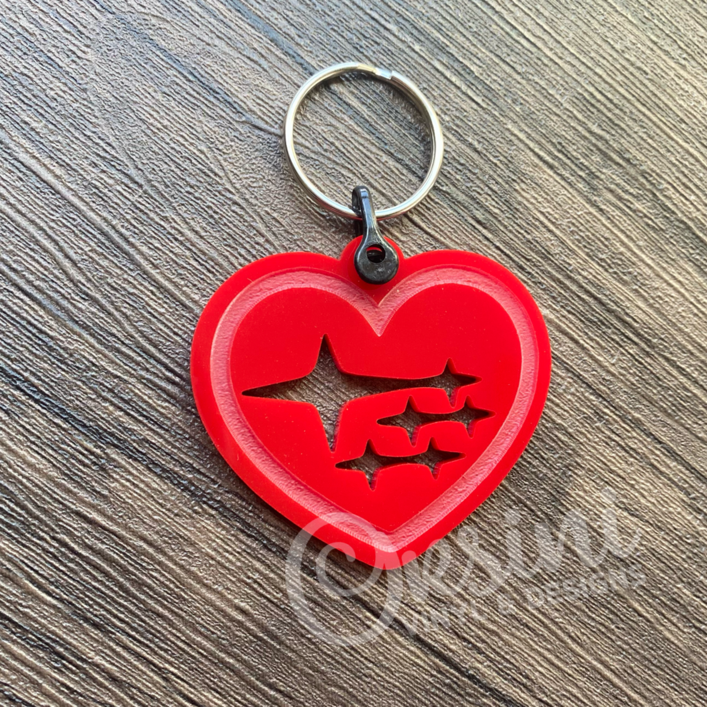 Heart with Subaru Stars - Red Acrylic Keychain