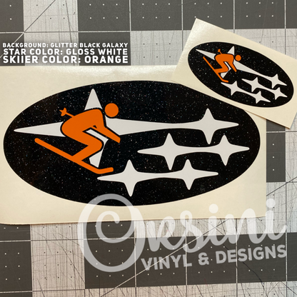 * Skiier in Stars Emblem Overlay Decal Set