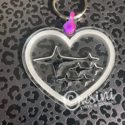 * Heart with Stars Clear Acrylic Keychain