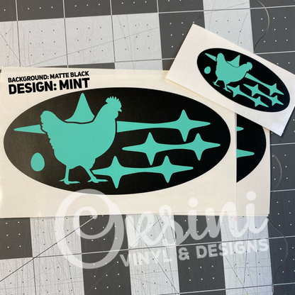 * Chicken Laying an Egg Emblem Overlay Decal Set