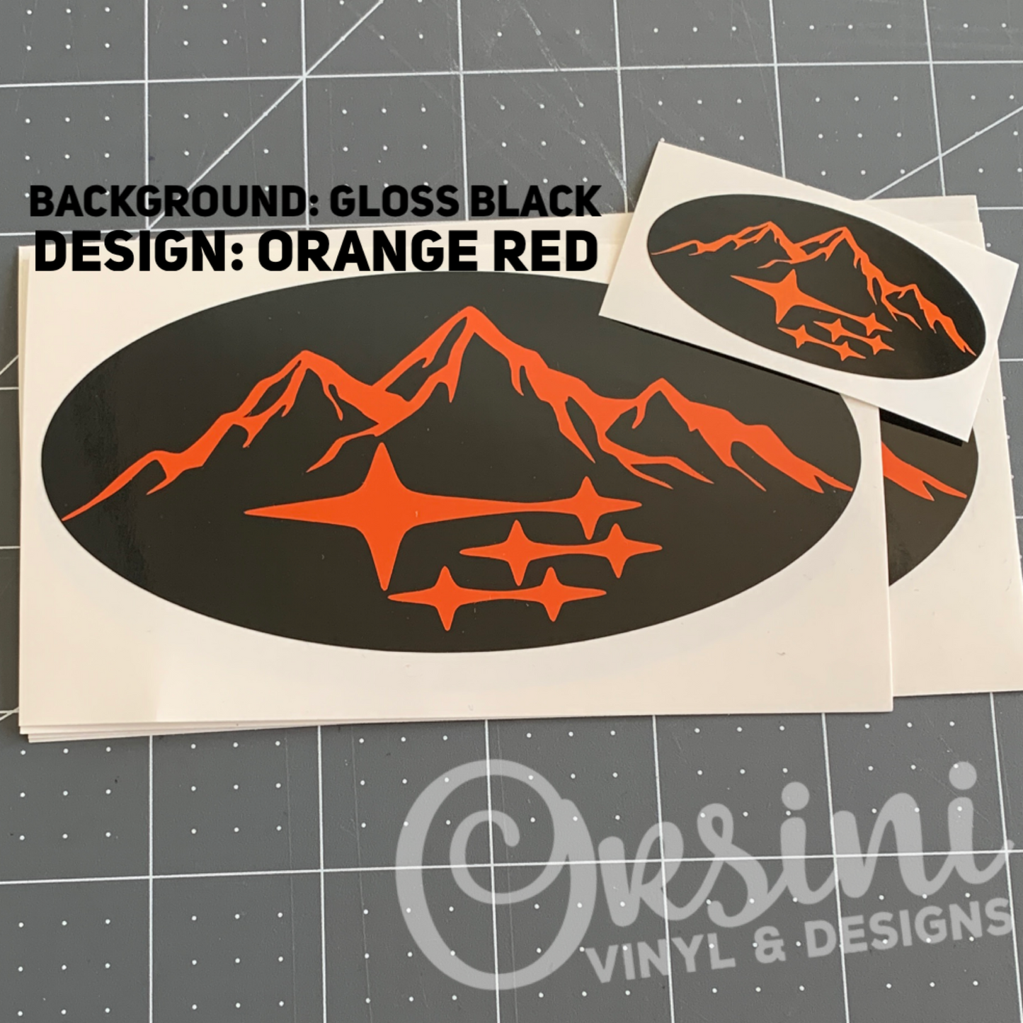 Mountain Outline #1 with Stars Emblem Overlay Decal Set