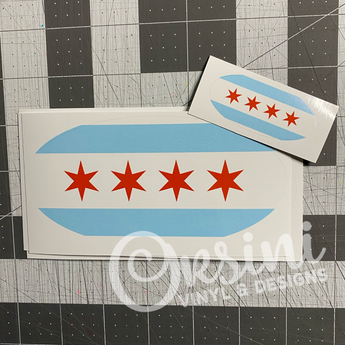 Chicago Flag Emblem Overlay Decal Set