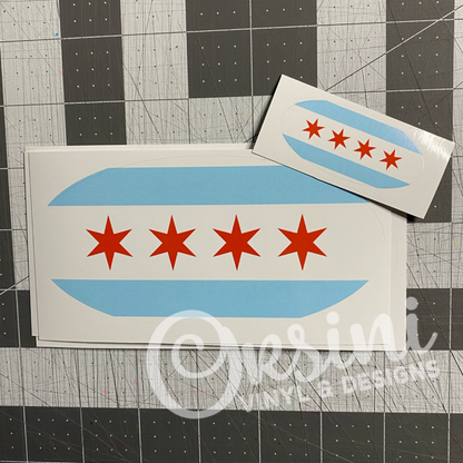 * Chicago Flag (Printed Vinyl) Emblem Overlay Decal Set