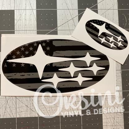 * US Flag (Black & Gray) Emblem Overlay Decal Set