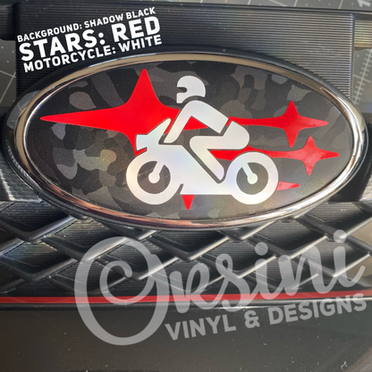 * Motorcycle Rider (Street Bike) in Stars Emblem Overlay Decal Set