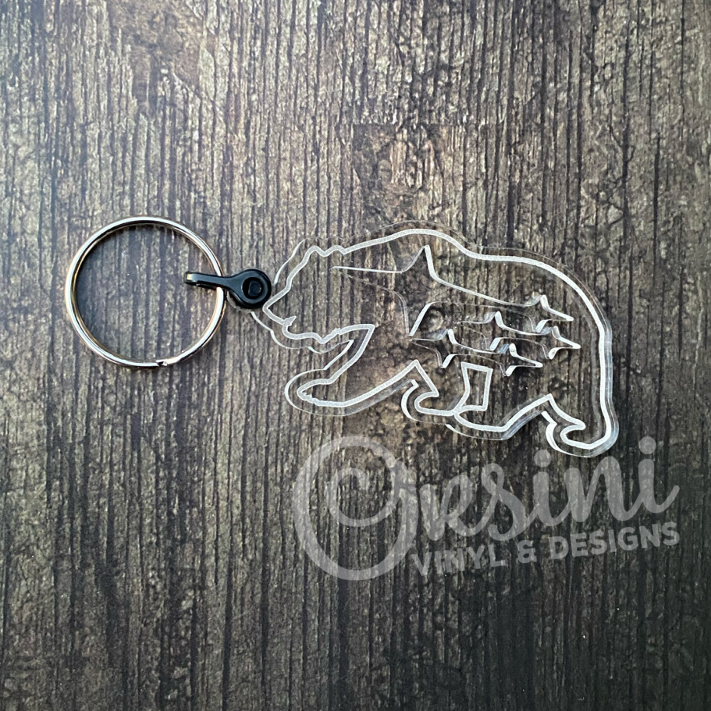 California Bear with Subaru Stars - Clear Acrylic Keychain