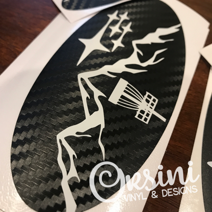 * Disc Golf in Mountain Outline Emblem Overlay Decal Set