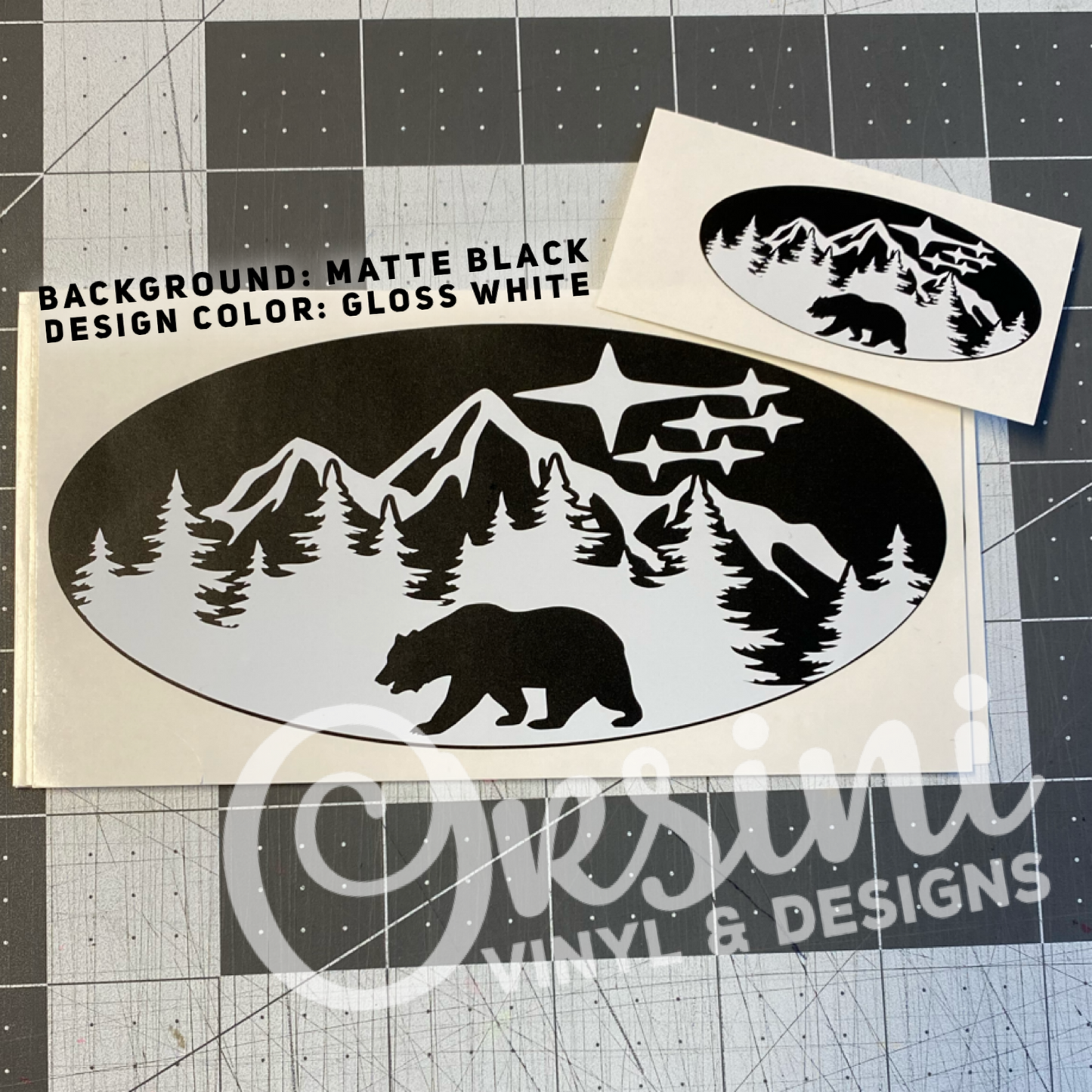 Bear in Trees & Mountains Emblem Overlay Decal Set