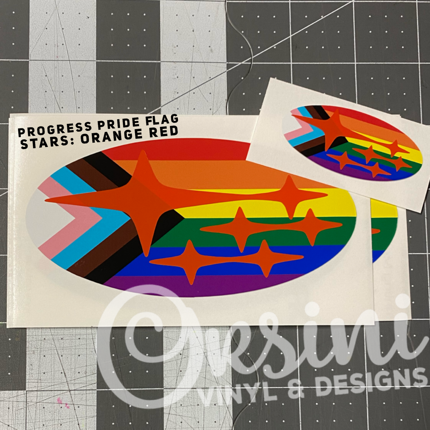 Progress Pride Rainbow Flag (Printed Vinyl) Emblem Overlay Decal Set