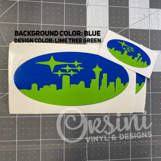 Seattle Skyline Emblem Overlay Decal Set