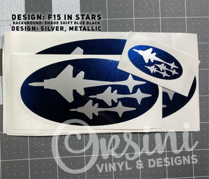 * F15 Fighter Jet in Stars Emblem Overlay Decal Set