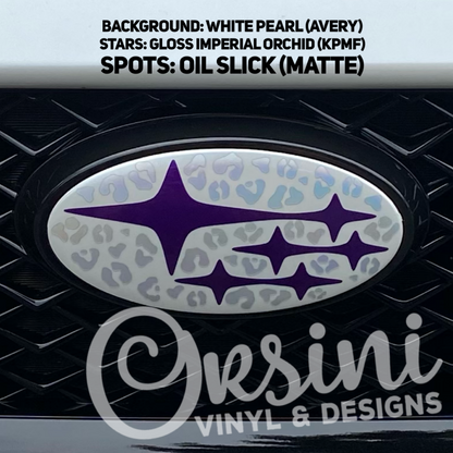 * Leopard Spots with Stars (Printed Vinyl) Emblem Overlay Decal Set