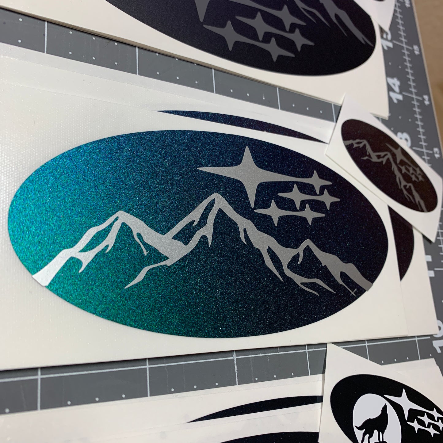 Mountain Outline #2  (Stars in the Sky) Subaru Emblem Overlay Decal Set