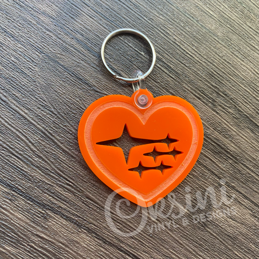 Heart with Subaru Stars - Orange Acrylic Keychain