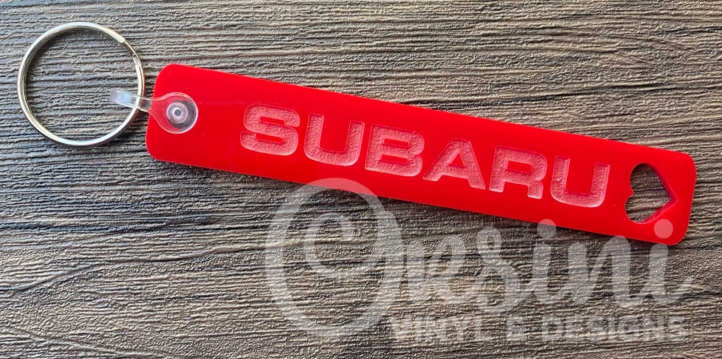 SUBARU & Heart Bar - Red Acrylic Keychain