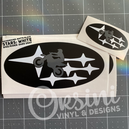 * Dirt Bike Rider on Stars Emblem Overlay Decal Set