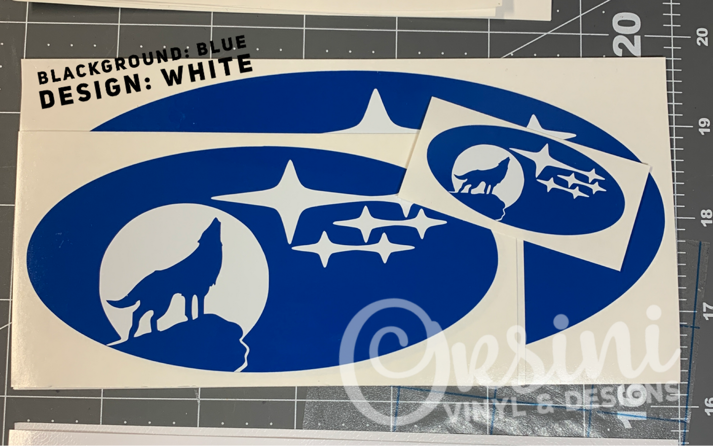 Wolf Howling at the Moon Emblem Overlay Decal Set