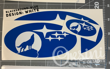 * Wolf Howling at the Moon Emblem Overlay Decal Set