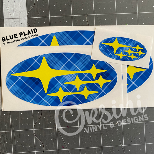 Blue Plaid Emblem Overlay Decal Set